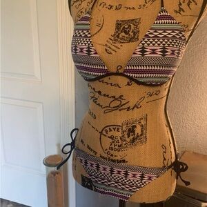 Hot Water Black multi color and White Bikini Set